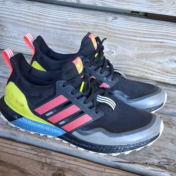 adidas Men's Black with Coral & Yellow UltraBoost All Terrain Athletic Shoes - Picture 7 of 15